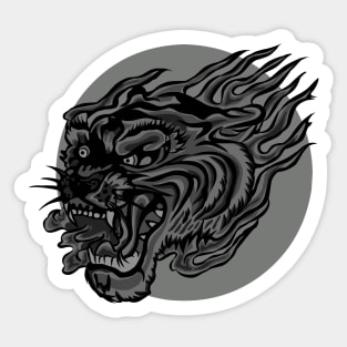 Tribal angry tiger head. Sticker